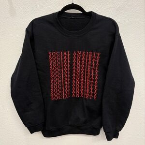 Chris Chann Unsatisfied Merch Black Crew Sweatshirt Social Anxiety Unisex Size S